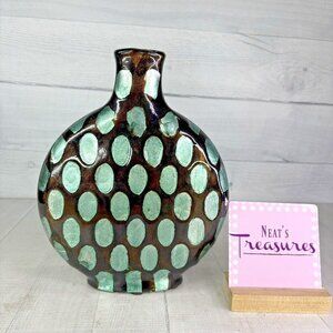 Kirkland's Blue Turquoise Smoke Dots 10.25" T Modern Ceramic Accent Decor Vase